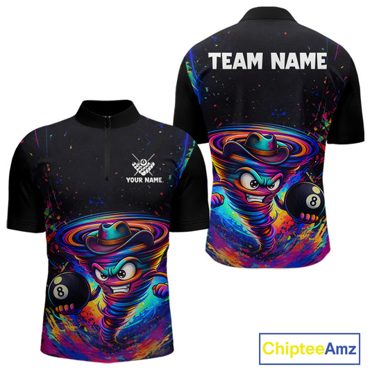 Funny Colorful Tornado 8 Ball Billiard Shirt For Men Custom Pool Team Shirt, Billiard Jersey TDM5574