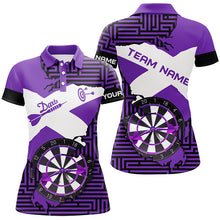 Load image into Gallery viewer, Personalized Purple Funny Crack Darts Board Women Polo &amp; Quarter-Zip Shirts, Darts Team Jerseys TDM1701