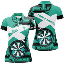 Load image into Gallery viewer, Personalized Turquoise Funny Crack Darts Board Women Polo &amp; Quarter-Zip Shirts, Darts Team Jerseys TDM1702
