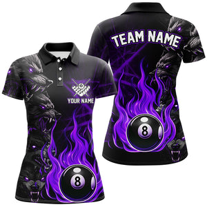 Personalized Wolf Flame 8 Ball Pool Fire Women Billiard Shirts Team League Billiard Jerseys |Purple TDM2618