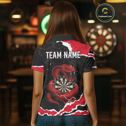Black And Red Dartboard Cobra Snakes Darts Polo & 1/4 Zip Custom Darts Shirt For Women, Darts Jersey TDM5336