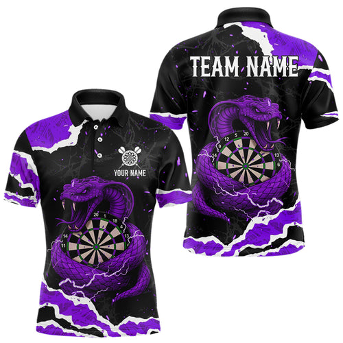 Black And Purple Dartboard Cobra Snakes Darts Polo & 1/4 Zip Custom Mens Darts Shirt, Darts Jersey TDM5337