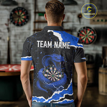 Load image into Gallery viewer, Black And Blue Dartboard Cobra Snakes Darts Polo &amp; 1/4 Zip Custom Mens Darts Shirt, Darts Jersey TDM5338