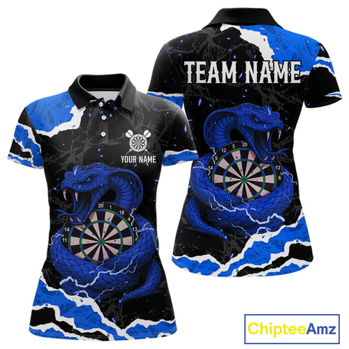 Black And Blue Dartboard Cobra Snakes Darts Polo & 1/4 Zip Custom Womens Darts Shirt, Darts Jersey TDM5338