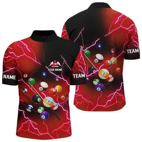Personalized Billiard Balls Thunder Lightning Red Version Custom Men Quarter-Zip Shirts TDM1002