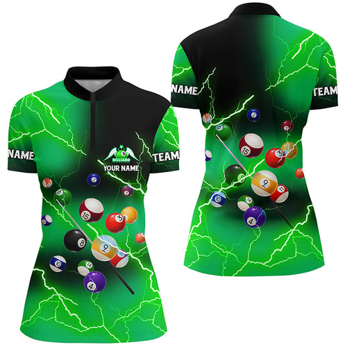 Personalized Billiard Balls Thunder Lightning Green Version Custom Women Quarter-Zip Shirts TDM1003