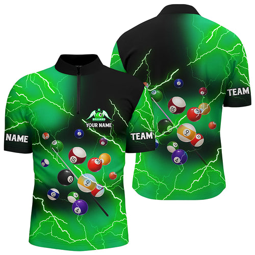 Personalized Billiard Balls Thunder Lightning Green Version Custom Men Quarter-Zip Shirts TDM1003