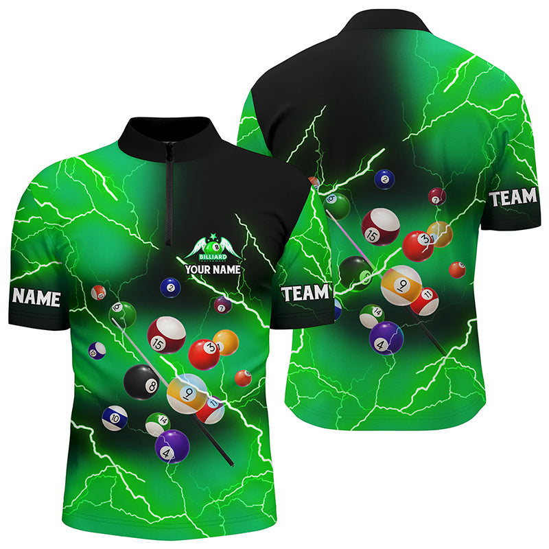 Personalized Billiard Balls Thunder Lightning Green Version Custom Men Quarter-Zip Shirts TDM1003