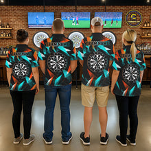 Load image into Gallery viewer, Custom Darts Shirts For Men, Orange And Turquoise Geometric Darts Team Jersey Polo &amp; Quarter Zip TDM6629