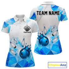 Load image into Gallery viewer, Bowling-themed polo shirt with geometric design, customizable your name and team name