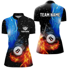 Load image into Gallery viewer, Personalized Fire And Water 8 Ball Pool Ladies Billiard Shirts Custom 3D Billiard Jerseys For Women TDM1923