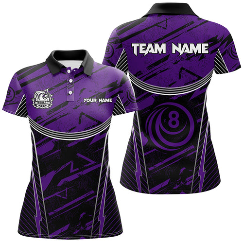 Personalized Purple Grunge Billiard Shirts For Women Custom Billiards Ball 8 Jerseys Team Shirts TDM1929