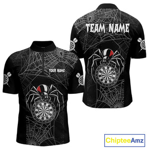 Funny Black Dartboard Spider Web Darts Shirt For Men Custom Halloween Darts Jerseys Outfit TDM4447