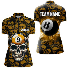 Load image into Gallery viewer, Personalized Billiard Jersey 8 &amp; 9 Ball Custom Funny Skull Pattern Billiard Shirts For Women |Yellow TDM2369