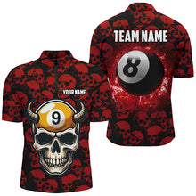Load image into Gallery viewer, Personalized Billiard Jersey 8 &amp; 9 Ball Custom Funny Skull Pattern Billiard Shirts For Men |Red TDM2370