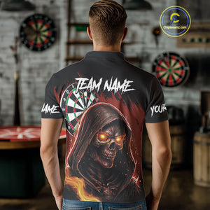 Personalized Red Death Skeleton Fire Dart Shirts For Men Custom Skull Dart Jersey Polo & 1/4 Zip TDM4891