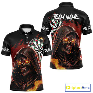 Personalized Red Death Skeleton Fire Dart Shirts For Men Custom Skull Dart Jersey Polo & 1/4 Zip TDM4891