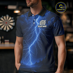 Blue Lightning Thunder Cobra Darts Shirt For Men Custom Darts League Team Jersey Polo & 1/4 Zip TDM4895