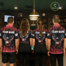 Load image into Gallery viewer, Red Flaming American Flag Eagle 8 Ball Billiard Shirt For Women Custom Patriotic Pool Team Jersey TDM5587
