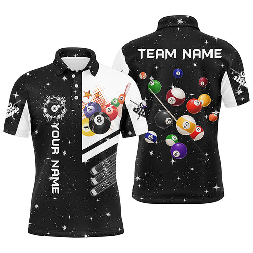 Personalized Black 3D Billiard Balls Men Polo Shirts Custom Name Billiard Team League Jerseys TDM1160