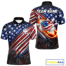 Load image into Gallery viewer, American Flag Fire Patriotic Bowling Shirt For Men Custom Bowling Team Jersey Polo &amp; 1/4 Zip TDM6204