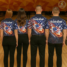 Load image into Gallery viewer, American Flag Fire Patriotic Bowling Shirt For Men Custom Bowling Team Jersey Polo &amp; 1/4 Zip TDM6204