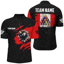 Load image into Gallery viewer, Customized Grunge Canada Flag 8 Ball Pool Men Billiard Jersey Shirts, Patriotic Pool Player Shirts TDM1713