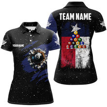 Load image into Gallery viewer, Customized Grunge Texas Flag 8 Ball Pool Women Billiard Jersey Shirts, Patriotic Pool Player Shirts TDM1714