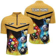 Load image into Gallery viewer, Customized Yellow Billiard 9 Ball 3D Polo &amp; Quarter-Zip Shirts For Men, 9 Ball Pool Jerseys Attire TDM1718