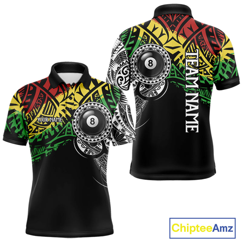 Custom tribal 8 ball pool jersey for men with bold billiard graphics and team style.