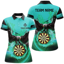 Load image into Gallery viewer, Personalized 3D Eagle Flying On Dart Board Fire Darts Shirts For Women Custom Darts Jersey |Turquoise TDM2127