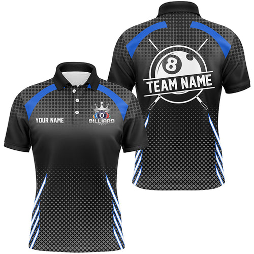 Personalized Billiard Tournament Pool Shirts For Men, Best Custom 8 Ball Billiard Team Jersey |Blue TDM2132