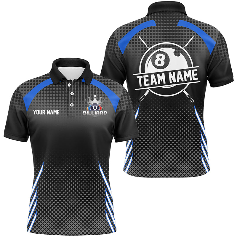 Personalized Billiard Tournament Pool Shirts For Men, Best Custom 8 Ball Billiard Team Jersey |Blue TDM2132