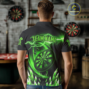 Personalized Green Icy Lightning Darts Shirt For Men Custom Dart League Team Jersey Polo & 1/4 Zip TDM4464