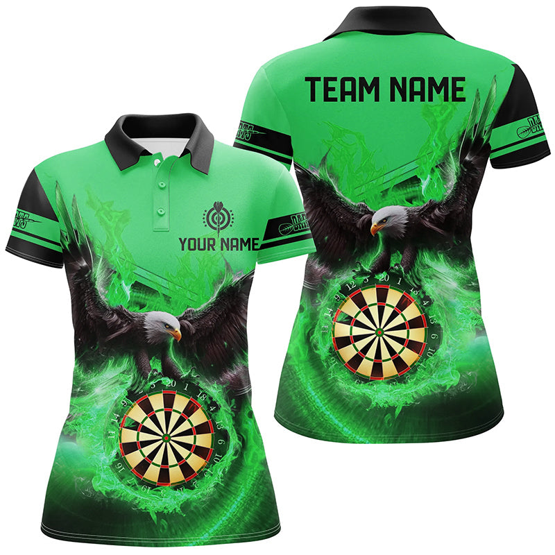 Personalized 3D Eagle Flying On Dart Board Fire Darts Shirts For Women Custom Darts Jerseys |Green TDM2384