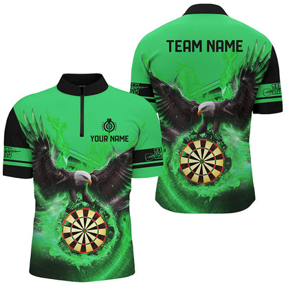Personalized 3D Eagle Flying On Dart Board Fire Darts Shirts For Men Custom Darts Jerseys |Green TDM2384