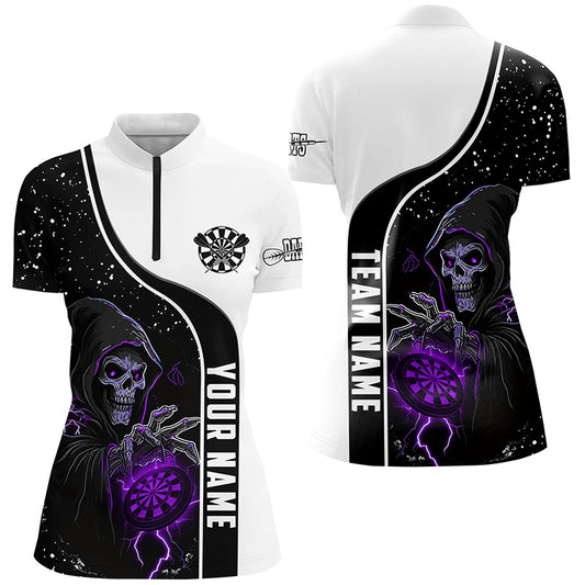Purple Grim Reaper Darts Women Polo & Quarter-Zip Custom Darts Shirts For Team Darts Jerseys TDM2626