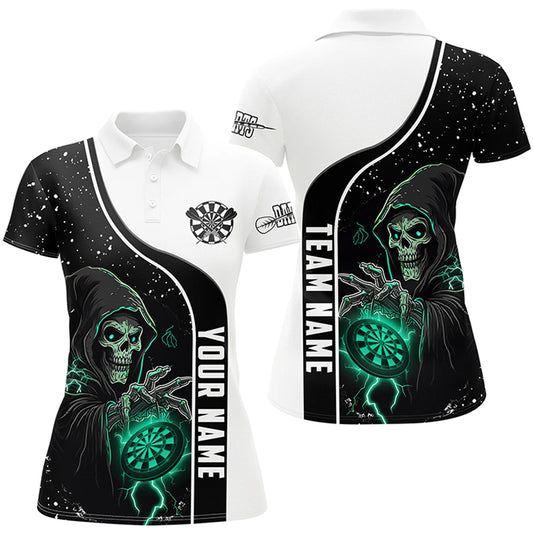 Turquoise Grim Reaper Darts Women Polo & Quarter-Zip Custom Darts Shirts For Team Darts Jerseys TDM2627
