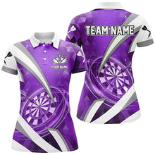 Load image into Gallery viewer, Personalized Purple Jersey Dartboard 3D Women Darts Polo &amp; Quarter Zip Custom Team League Dart Shirts TDM3342