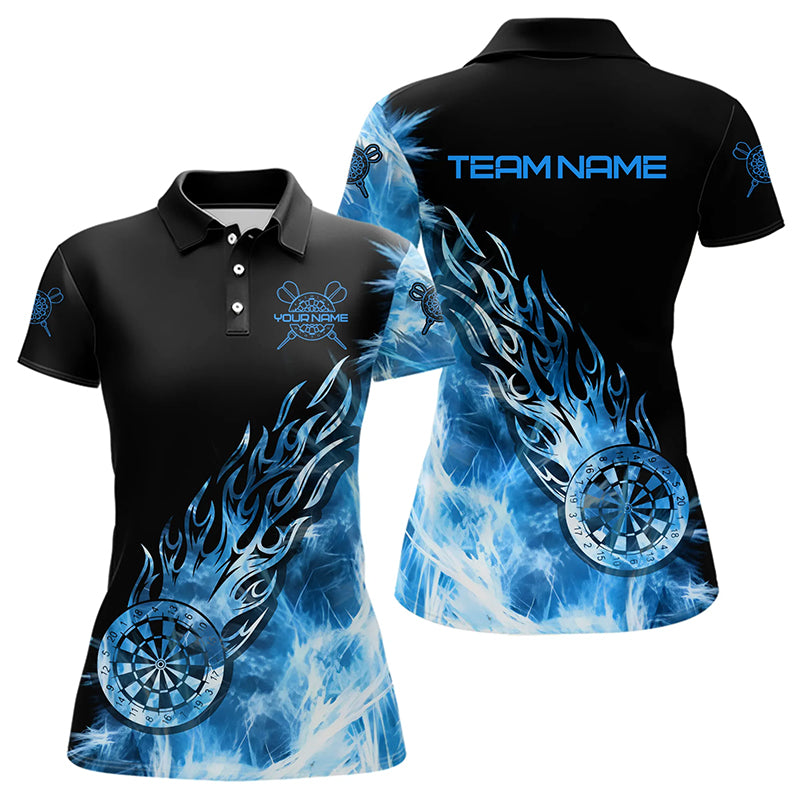 Black And Blue Light Icy Women Darts Polo & Quarter Zip Custom Dart Shirts For Team Dart Jerseys TDM3345