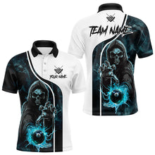 Load image into Gallery viewer, Blue Cyan Death Skeleton 3D  Billiard Shirts For Men Custom Lightning 8 Ball Pool Billiard Jerseys TDM3347