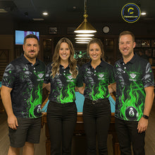 Load image into Gallery viewer, Personalized Wolf Flaming 8 Ball Pool Fire Women Billiard Shirts Team League Billiard Jerseys |Green TDM5596