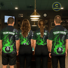 Load image into Gallery viewer, Personalized Wolf Flaming 8 Ball Pool Fire Women Billiard Shirts Team League Billiard Jerseys |Green TDM5596