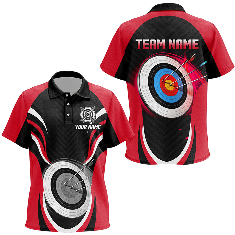 Red Archery Jerseys Personalized Archery 3d Target Custom Kid Polo Shirts, Best Archery Outfits TDM1018