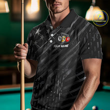 Load image into Gallery viewer, Black US Flag 8 Ball Pool Wings Billiard Shirt For Men Custom Billiard Team Jersey Polo &amp; 1/4 Zip TDM5977