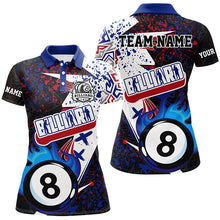 Load image into Gallery viewer, Personalized Grunge Blue 8 Ball Pool Fire Women Billiards Shirts Custom Unique Billiard Team Jerseys TDM1548