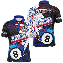 Load image into Gallery viewer, Personalized Grunge Blue 8 Ball Pool Fire Men Billiards Shirts Custom Unique Billiard Team Jerseys TDM1548