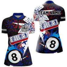 Load image into Gallery viewer, Personalized Grunge Blue 8 Ball Pool Fire Women Billiards Shirts Custom Unique Billiard Team Jerseys TDM1548