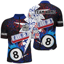 Load image into Gallery viewer, Personalized Grunge Blue 8 Ball Pool Fire Men Billiards Shirts Custom Unique Billiard Team Jerseys TDM1548