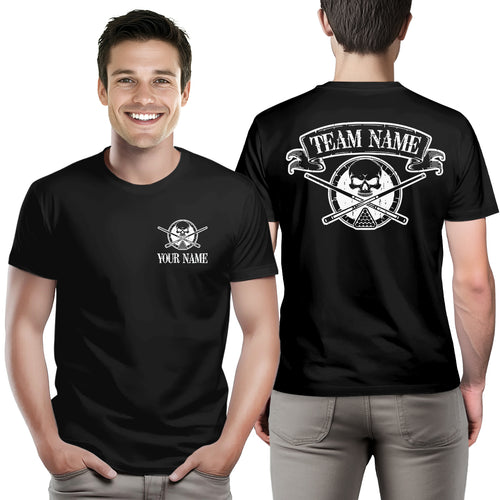 Billiard Skull Crossed Pool Cue T- Shirts Custom Billiard Shirts For Team Pool Player TDM3940